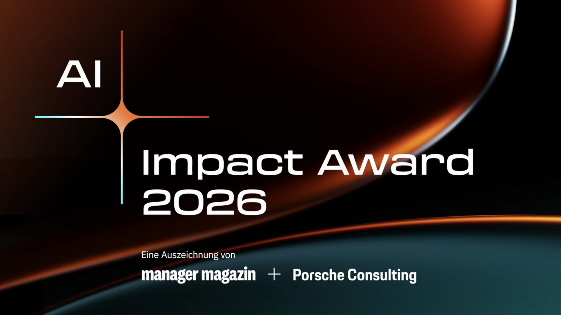 Siegel „AI Impact Award 2026“, eine Auszeichnung von manager magazin und Porsche Consulting.